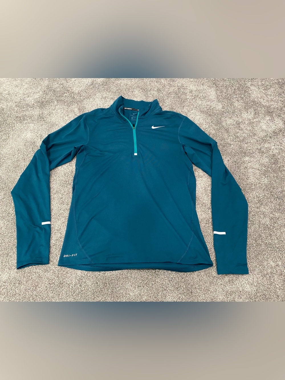 Nike Dri-Fit Running Pullover Mens Small Teal 1/4 Zip Long Sleeve 904946-346